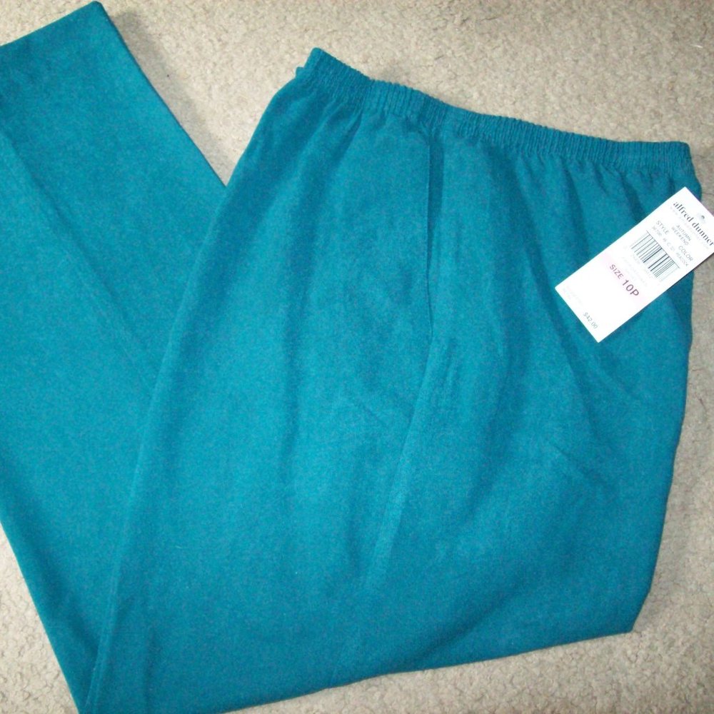 ALFRED DUNNER TURQUOISE PANTS SIZE 10 PETITE NWT